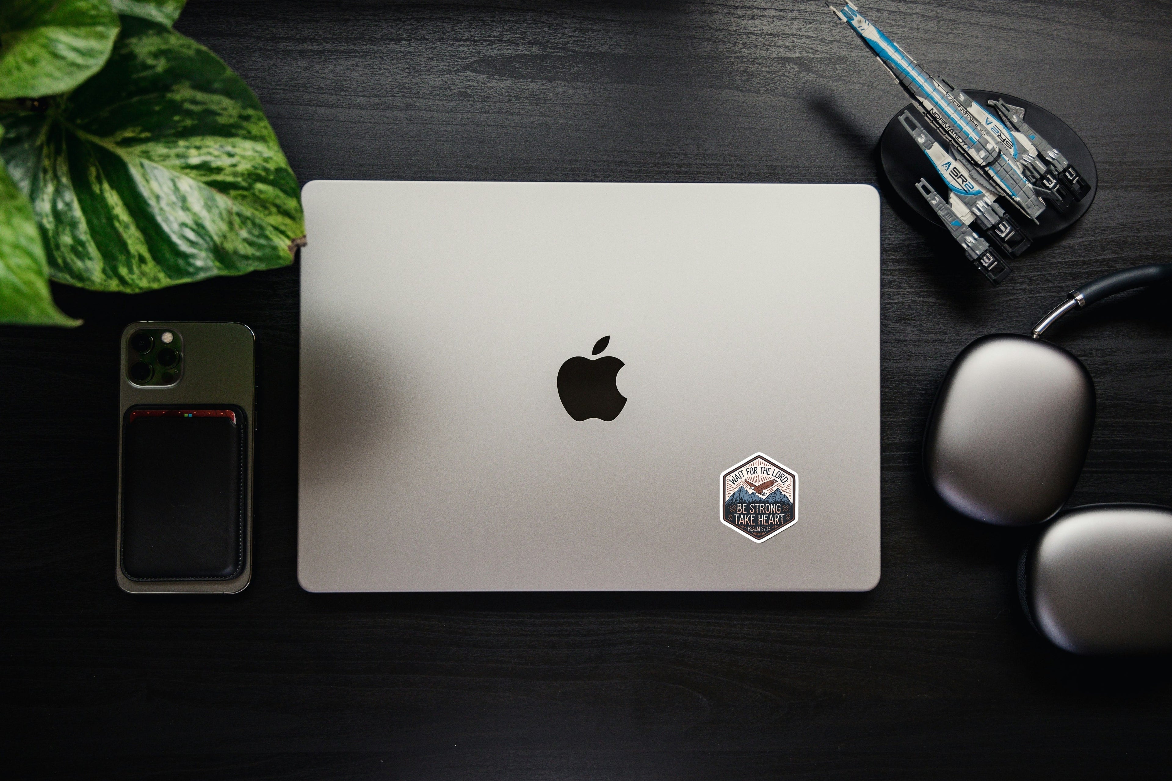 Wait for the Lord; Be Strong and Take Heart" Psalm 27:14 Christian Bible Verse Sticker